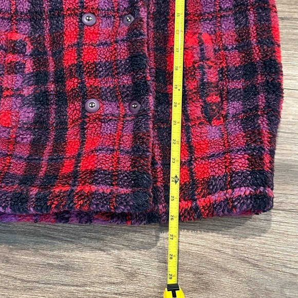 Rothschild Kids Plaid Pea Coat in Red and Purple M 10-12 - Picture 7 of 8